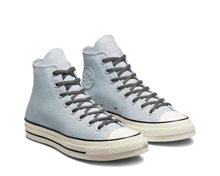 Converse Chuck 70 Hi Ghosted/Cyber Green Seitenansicht — zweifarbig Grau und Elektrogrün