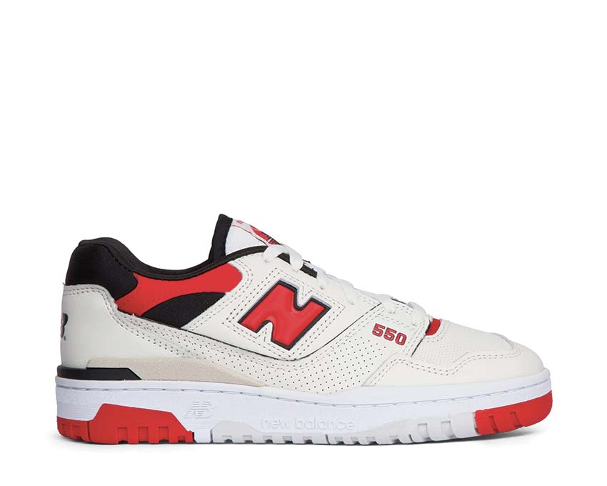 New Balance 550 Sea Salt/True Red — men's sneaker basketball vintage leather