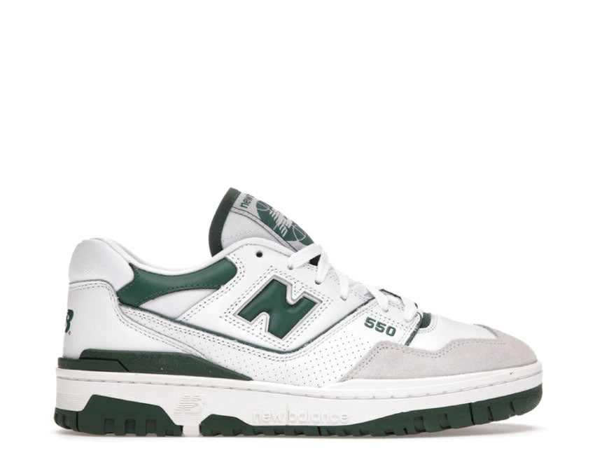 New Balance 550 White/Green — men's sneaker vintage basketball cupsole leather