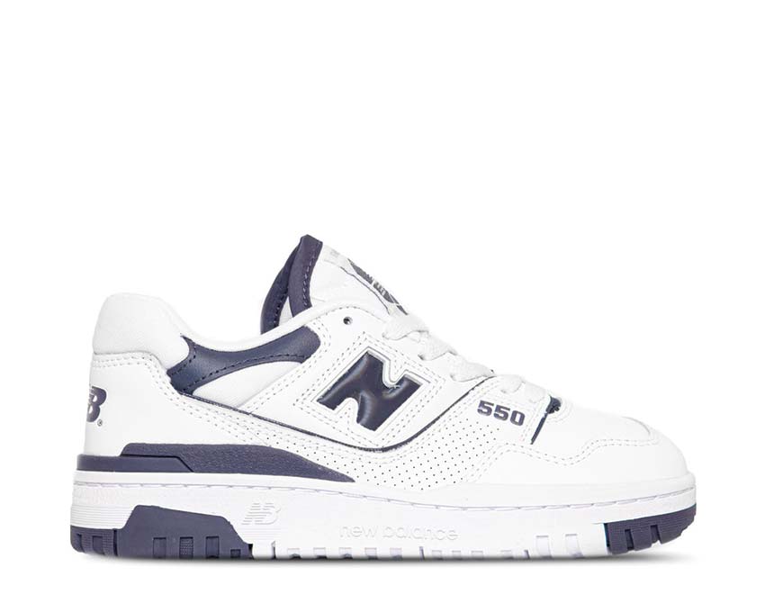 New Balance 550 W White/Navy — Damen Sneaker Basketball Vintage Leder