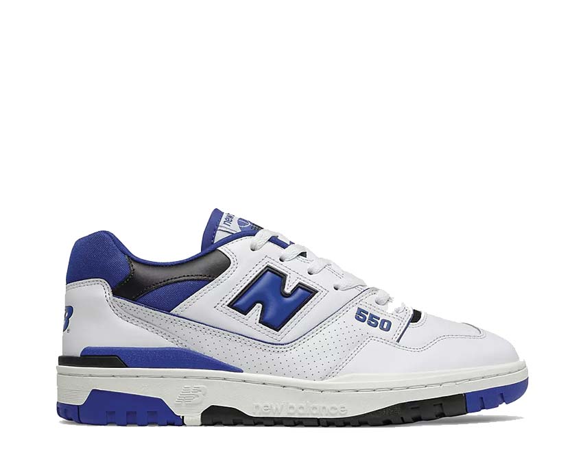 New Balance 550 White/Team Royal — sneaker unisexe basketball vintage cuir