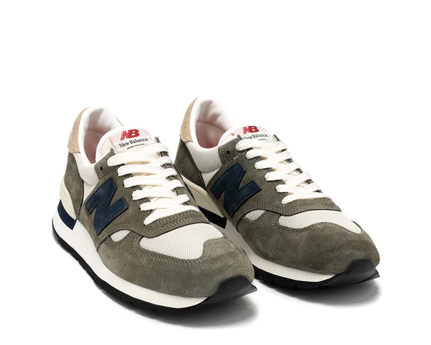 New Balance 990 V1 Grey/Blue side view — mesh upper two-tone colorway