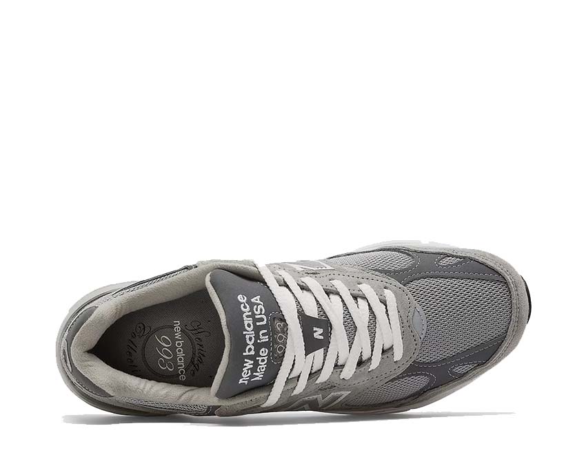 New Balance 993 Made in USA Grey vue latérale — tige cuir premium