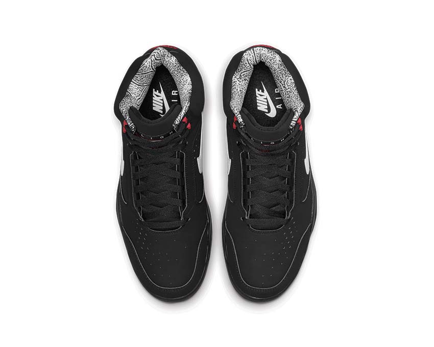 Nike Air Flight Lite Mid Black White Varsity Red Detail — hohes Leder-Obermaterial