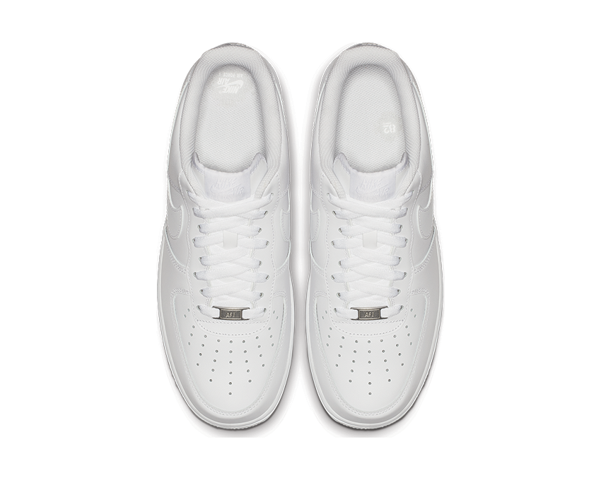 Nike Air Force 1 '07 White détail — Swoosh cuir blanc perforé