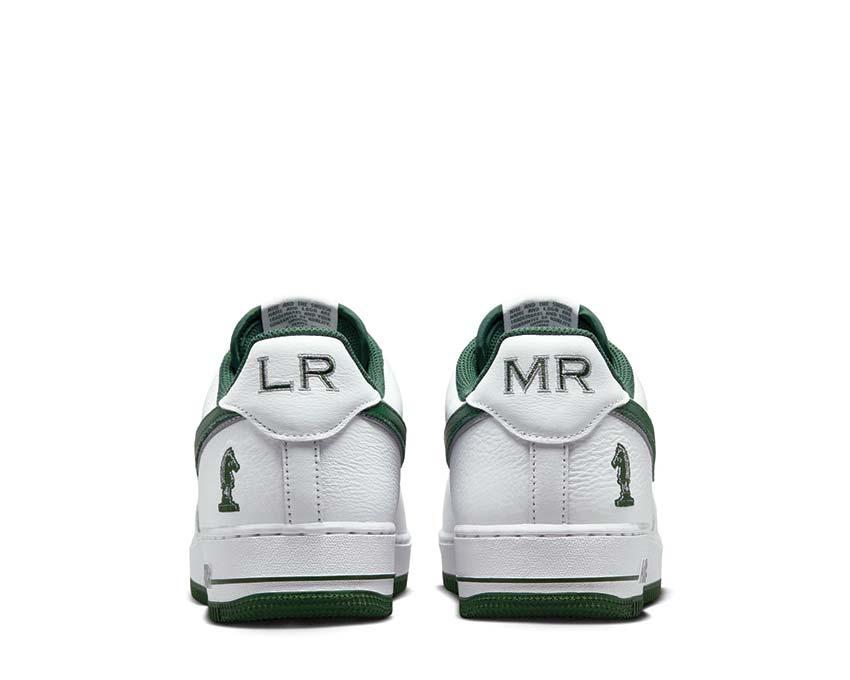 Nike Air Force 1 Low White Deep Forest détail — tige cuir blanc vert