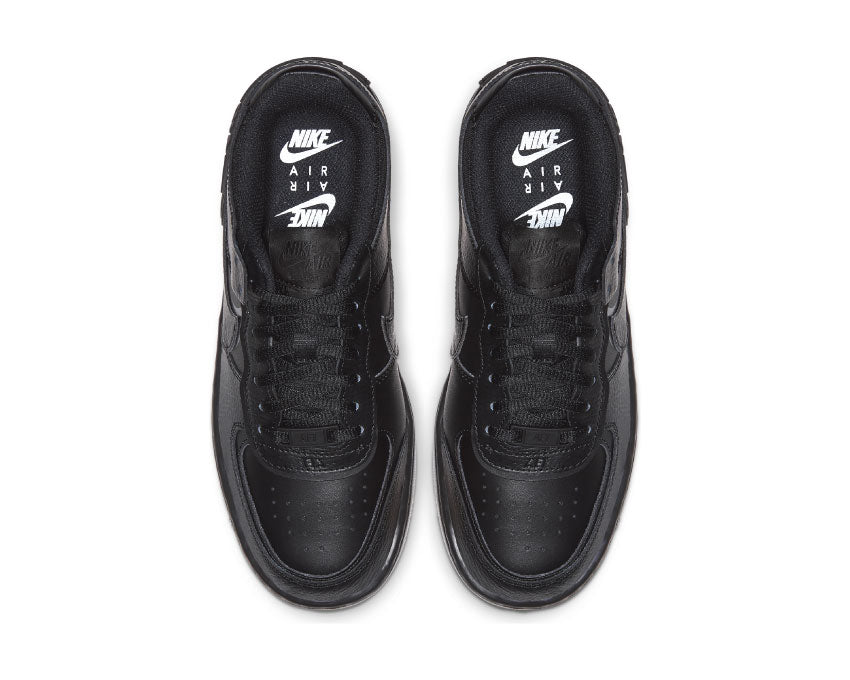 Nike Air Force 1 Shadow Black détail — double Swoosh cuir noir