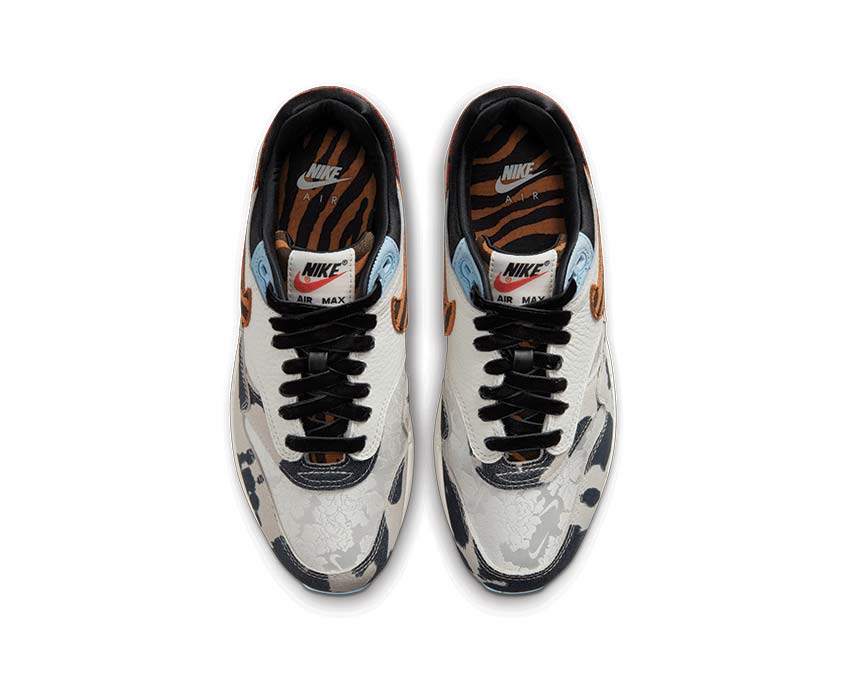Nike Air Max 1 '87 Sail Black Celestine Blue detail — two-tone leather upper