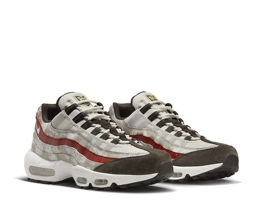 Nike Air Max 95 Light Bone Summit White Khaki Dune Red vue latérale — mesh et synthétique