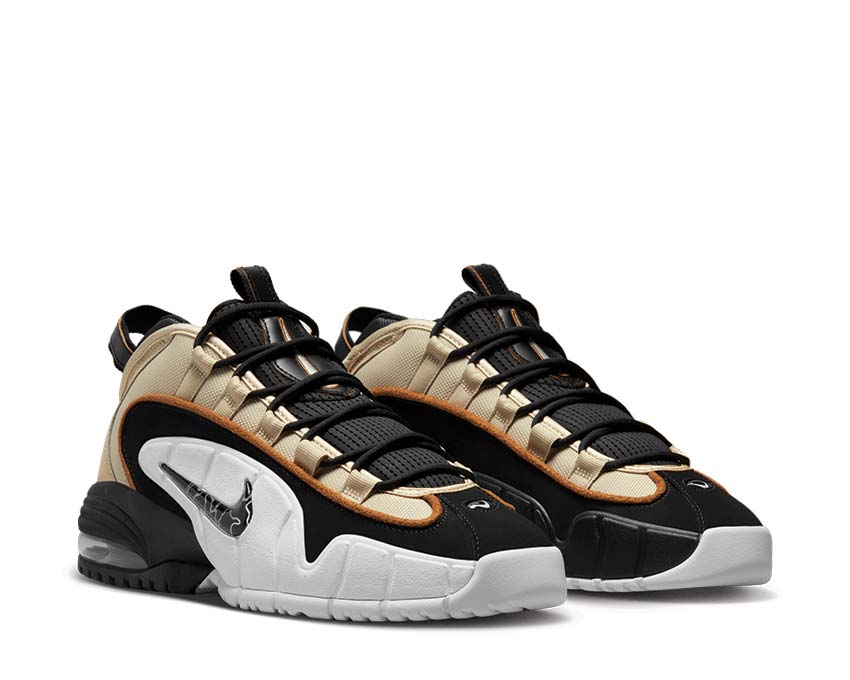 Nike Air Max Penny Rattan Black Summit White Ale Brown vista lateral — mesh y cuero