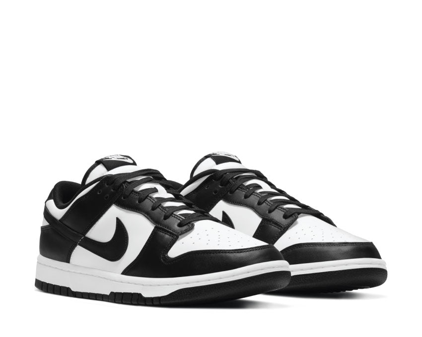 Nike Dunk Low Retro Panda White Black side view — smooth leather and nubuck