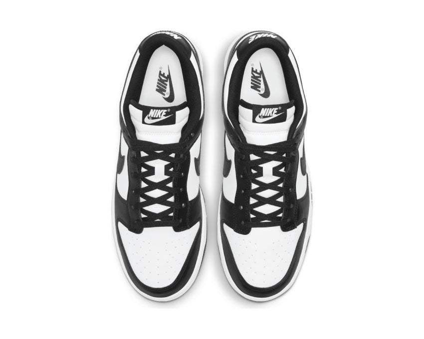 Nike Dunk Low Retro Panda White Black detail — white and black leather upper