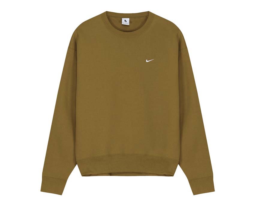 Nike Solo Swoosh HW BB Crew Desert Moss — Unisex Fleece-Sweatshirt schwer olivgrün
