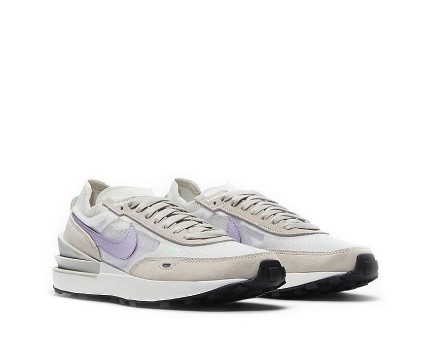 Nike Waffle One Light Bone Summit White side view — lightweight textile upper