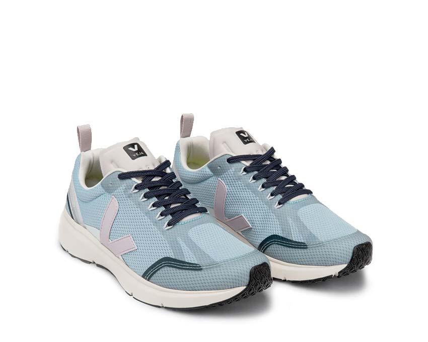 Veja Condor 2 Steel/Parme side view — breathable honeycomb mesh